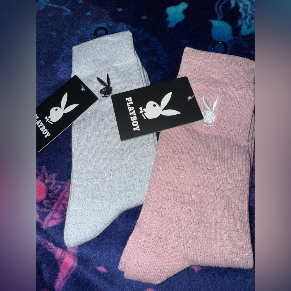PLAYBOY Shimmery Pink Crew Socks- NWT